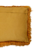 Real Mongolian Fur Ochre Square Cushion