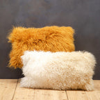 Real Mongolian Fur Ochre Rectangular Cushion