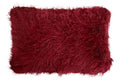 Real Mongolian Fur Maroon Rectangular Cushion