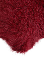 Real Mongolian Fur Maroon Rectangular Cushion