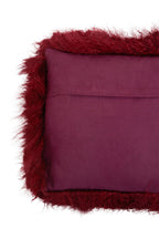 Real Mongolian Fur Maroon Rectangular Cushion