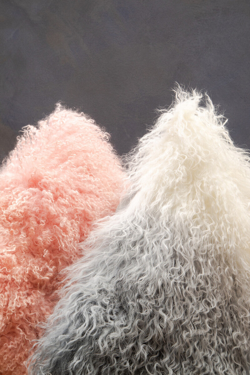 Real Mongolian Fur Grey Ombre Square Cushion