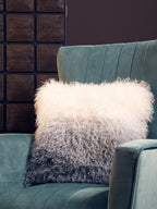 Real Mongolian Fur Grey Ombre Square Cushion