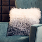 Real Mongolian Fur Grey Ombre Square Cushion