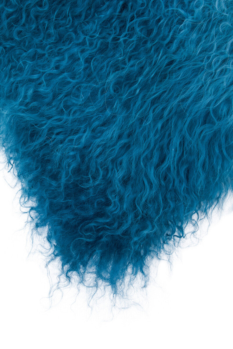 Real Mongolian Fur Blue Ombre Square Cushion