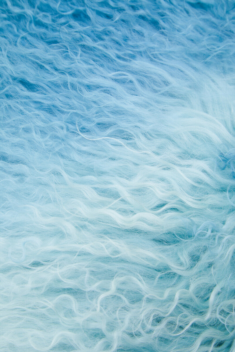 Real Mongolian Fur Blue Ombre Square Cushion