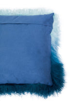 Real Mongolian Fur Blue Ombre Square Cushion