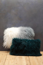 Real Mongolian Fur Blue Ombre Rectangular Cushion