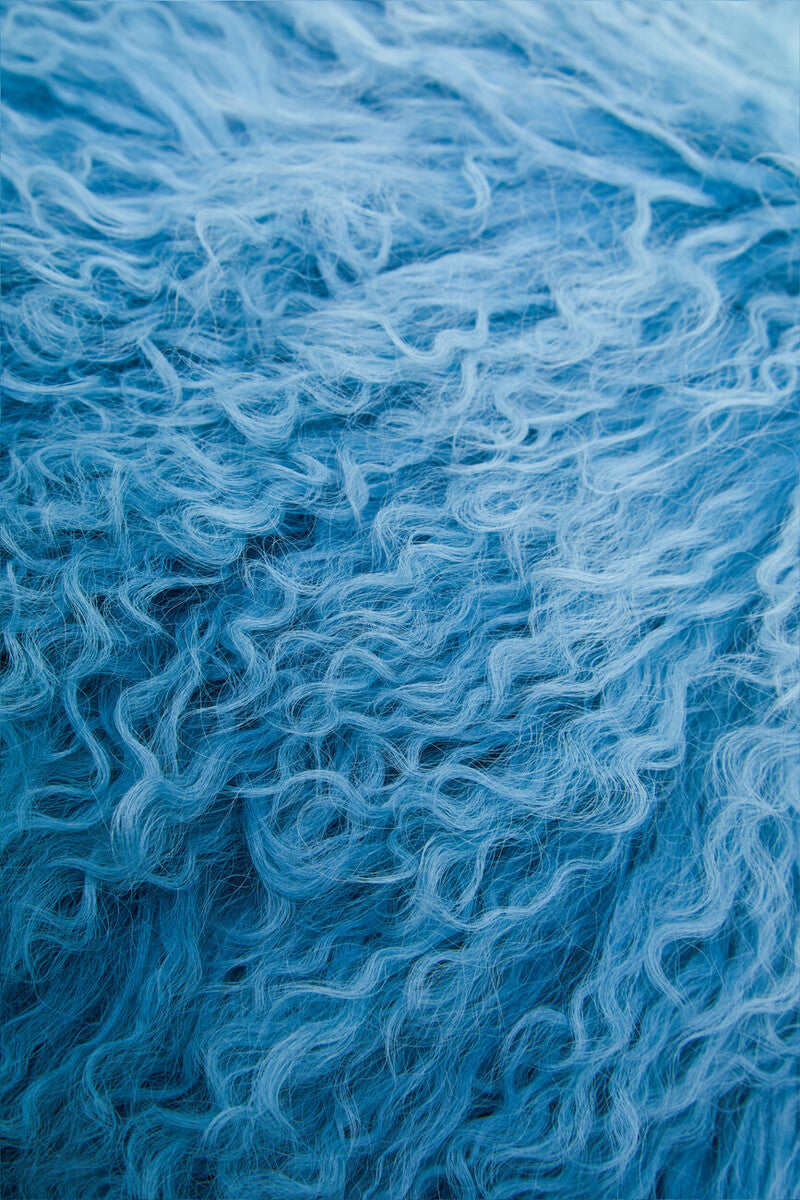 Real Mongolian Fur Blue Ombre Rectangular Cushion