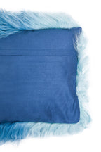 Real Mongolian Fur Blue Ombre Rectangular Cushion