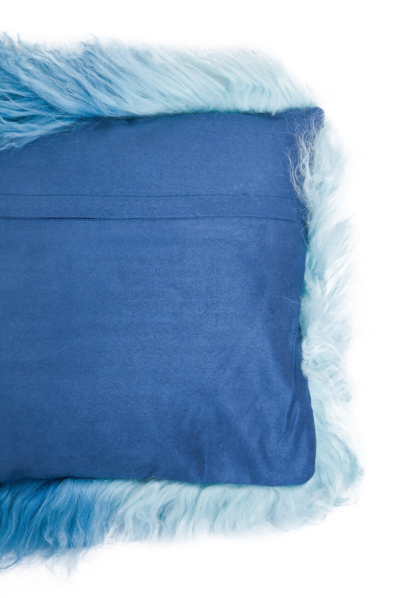 Real Mongolian Fur Blue Ombre Rectangular Cushion