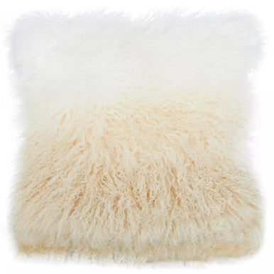 Real Mongolian Fur Natural Ombre Square Cushion