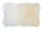 Real Mongolian Fur Natural Ombre Rectangular Cushion