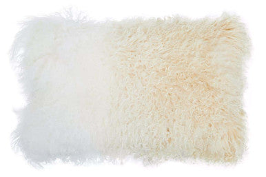 Real Mongolian Fur Natural Ombre Rectangular Cushion