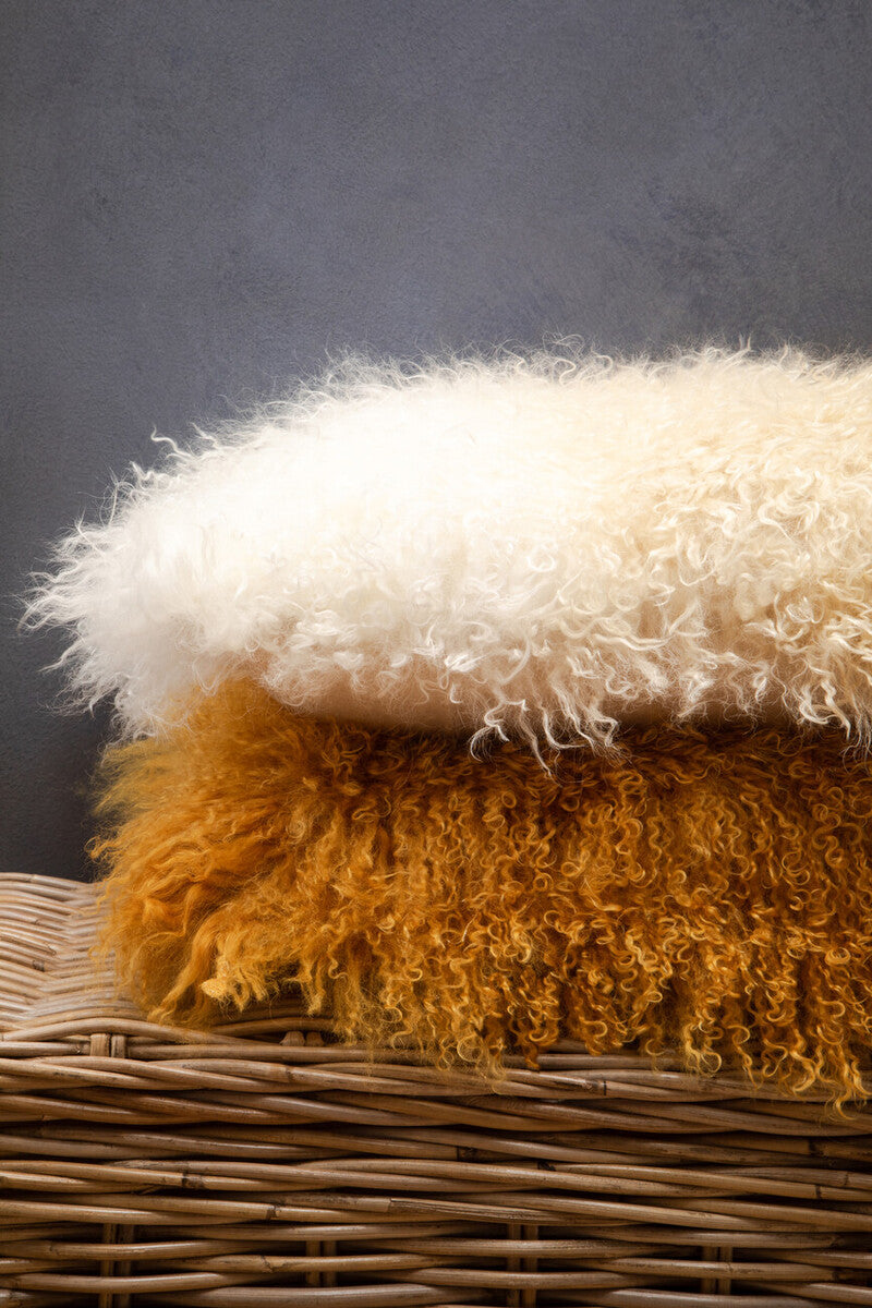 Real Mongolian Fur Natural Ombre Rectangular Cushion