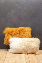Real Mongolian Fur Natural Ombre Rectangular Cushion