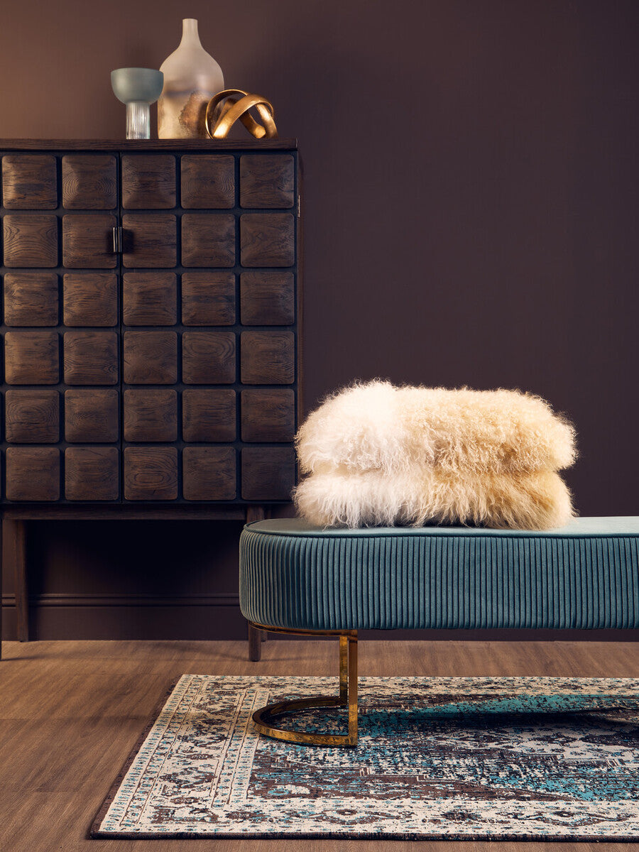 Real Mongolian Fur Natural Ombre Rectangular Cushion