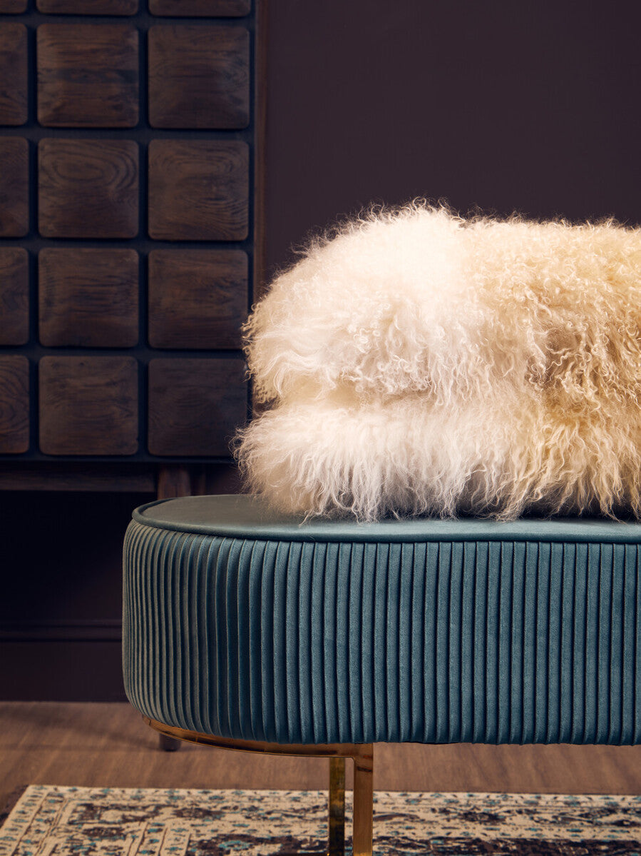 Real Mongolian Fur Natural Ombre Rectangular Cushion