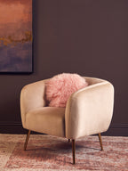 Real Mongolian Fur Pink Round Cushion