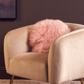 Real Mongolian Fur Pink Round Cushion