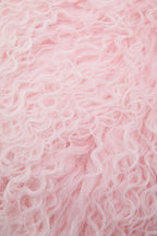 Real Mongolian Fur Pink Round Cushion