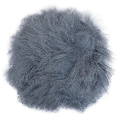 Real Mongolian Fur Grey Round Cushion
