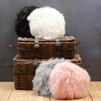 Real Mongolian Fur Grey Round Cushion