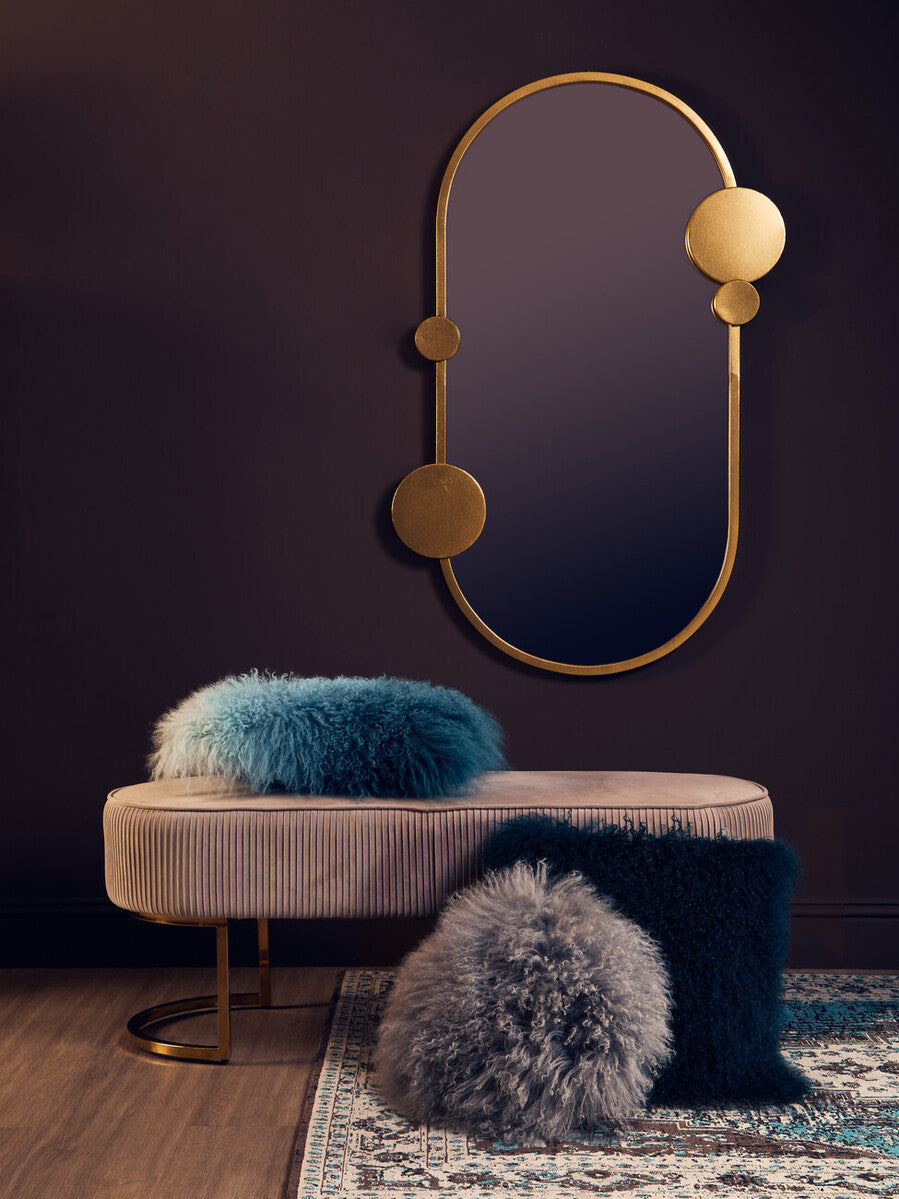 Real Mongolian Fur Grey Round Cushion