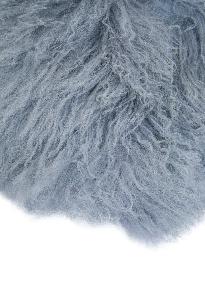 Real Mongolian Fur Grey Round Cushion