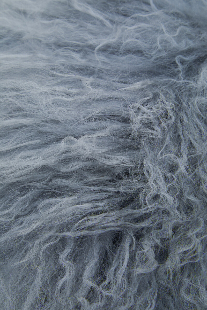 Real Mongolian Fur Grey Round Cushion