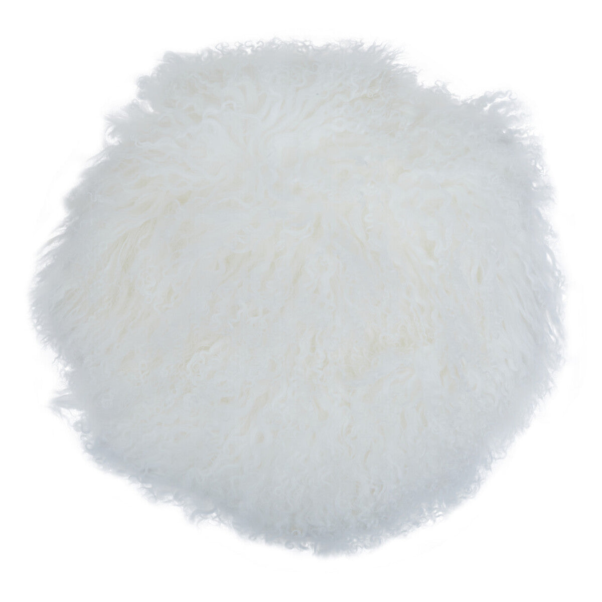 Real Mongolian Fur White Round Cushion