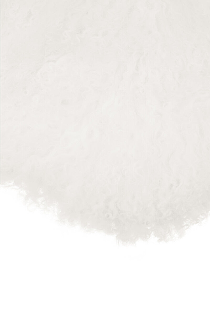 Real Mongolian Fur White Round Cushion