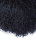 Real Mongolian Fur Black Round Cushion