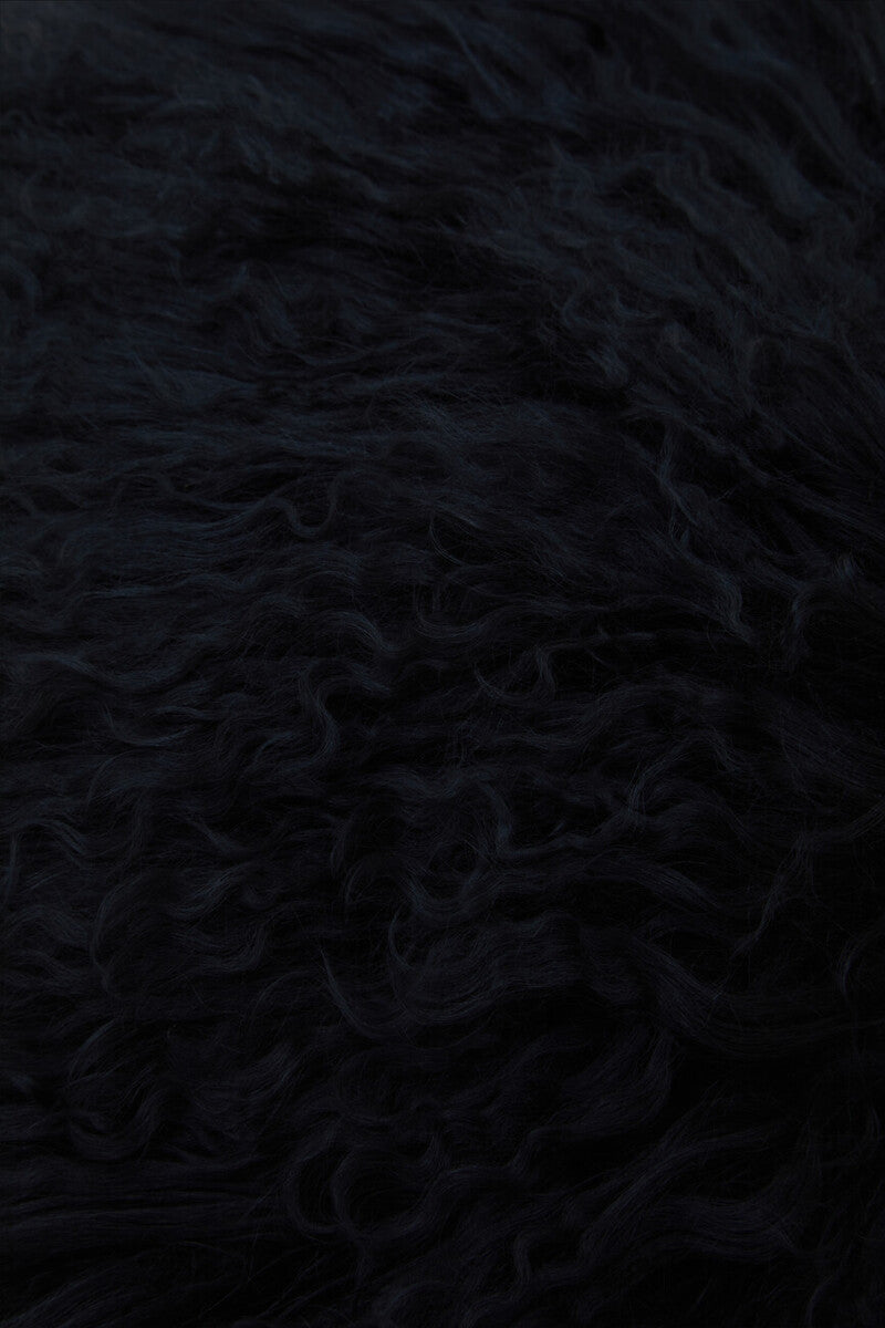 Real Mongolian Fur Black Round Cushion