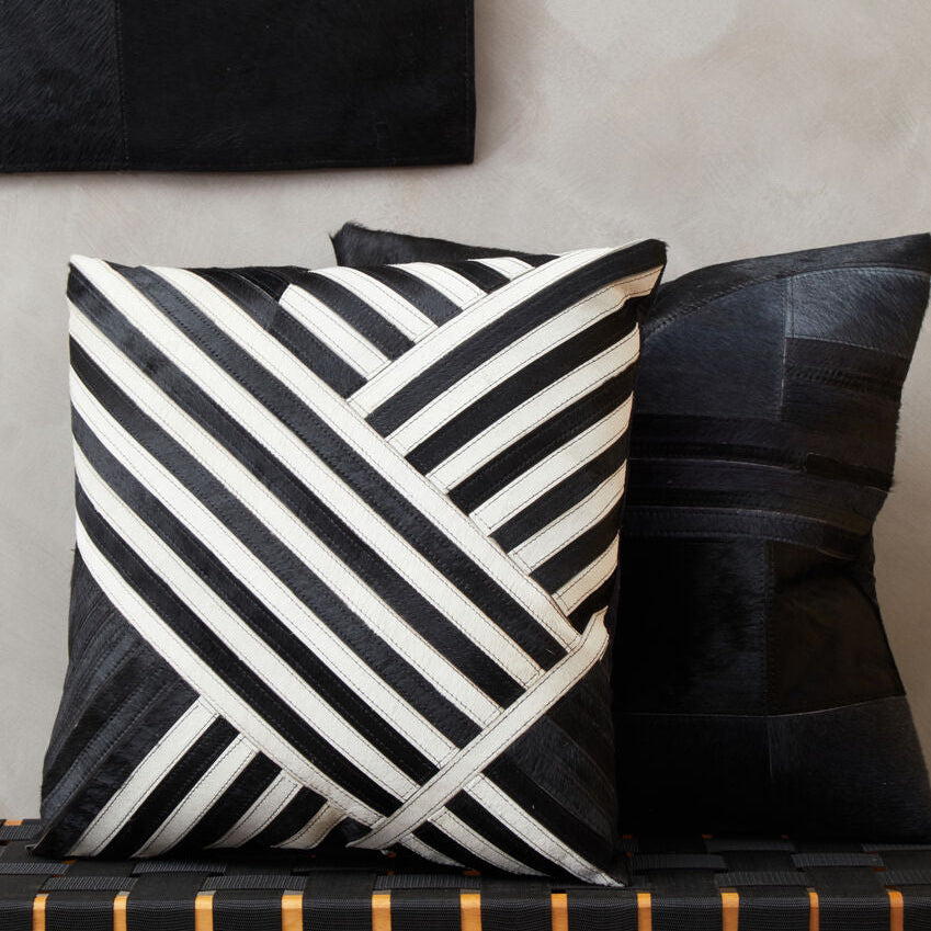 Black and White Hair on Leather Cushion