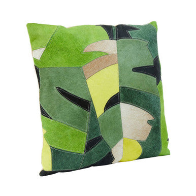 Botanical Hair on Leather Cushion