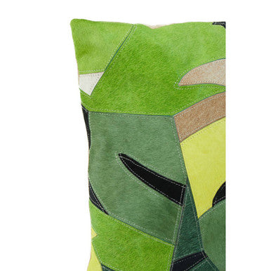 Botanical Hair on Leather Cushion