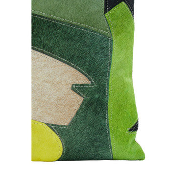 Botanical Hair on Leather Cushion