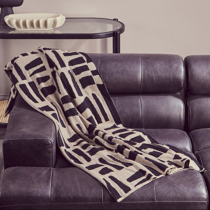 Natural and Black Throw