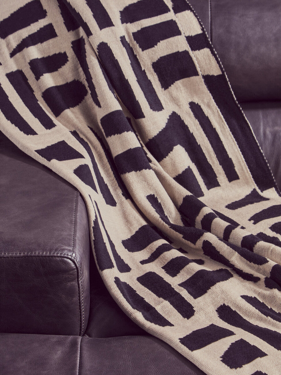 Natural and Black Throw