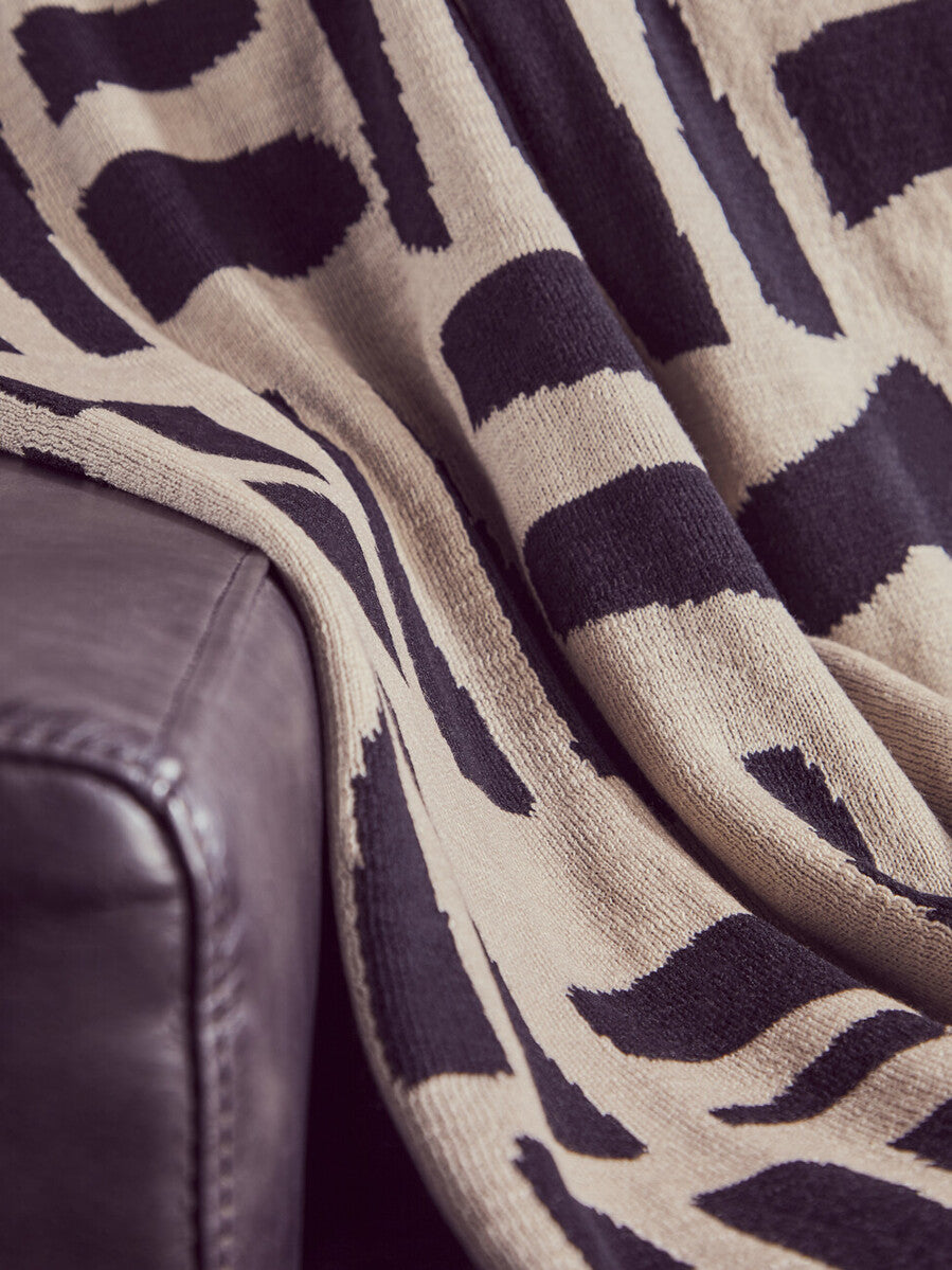 Natural and Black Throw