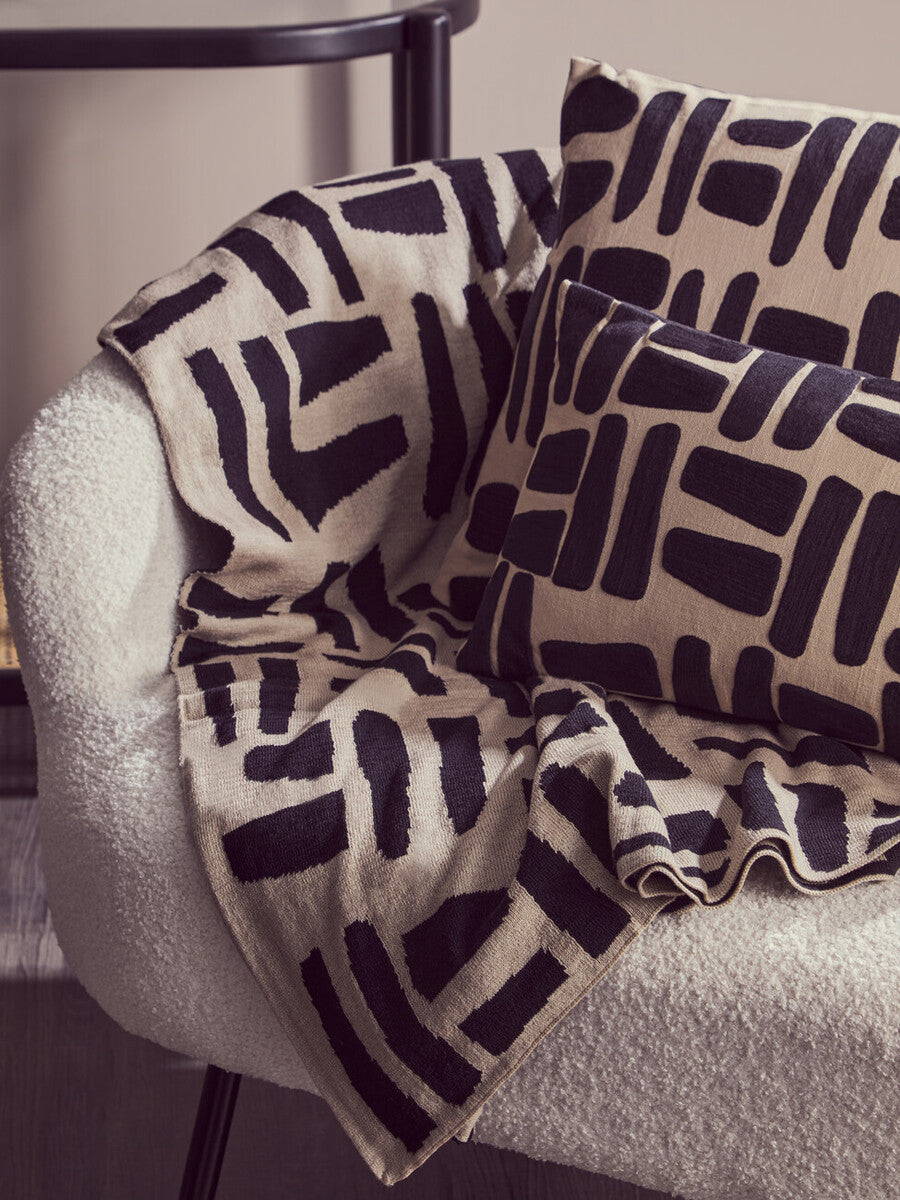 Natural and Black Throw