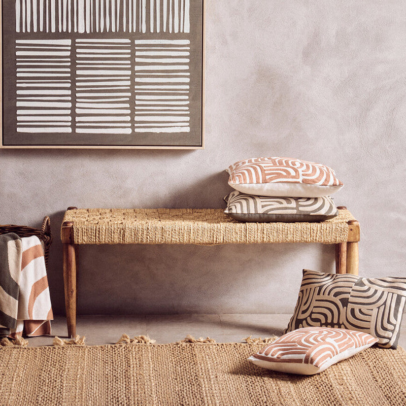 Natural And Terracotta Square Cushion