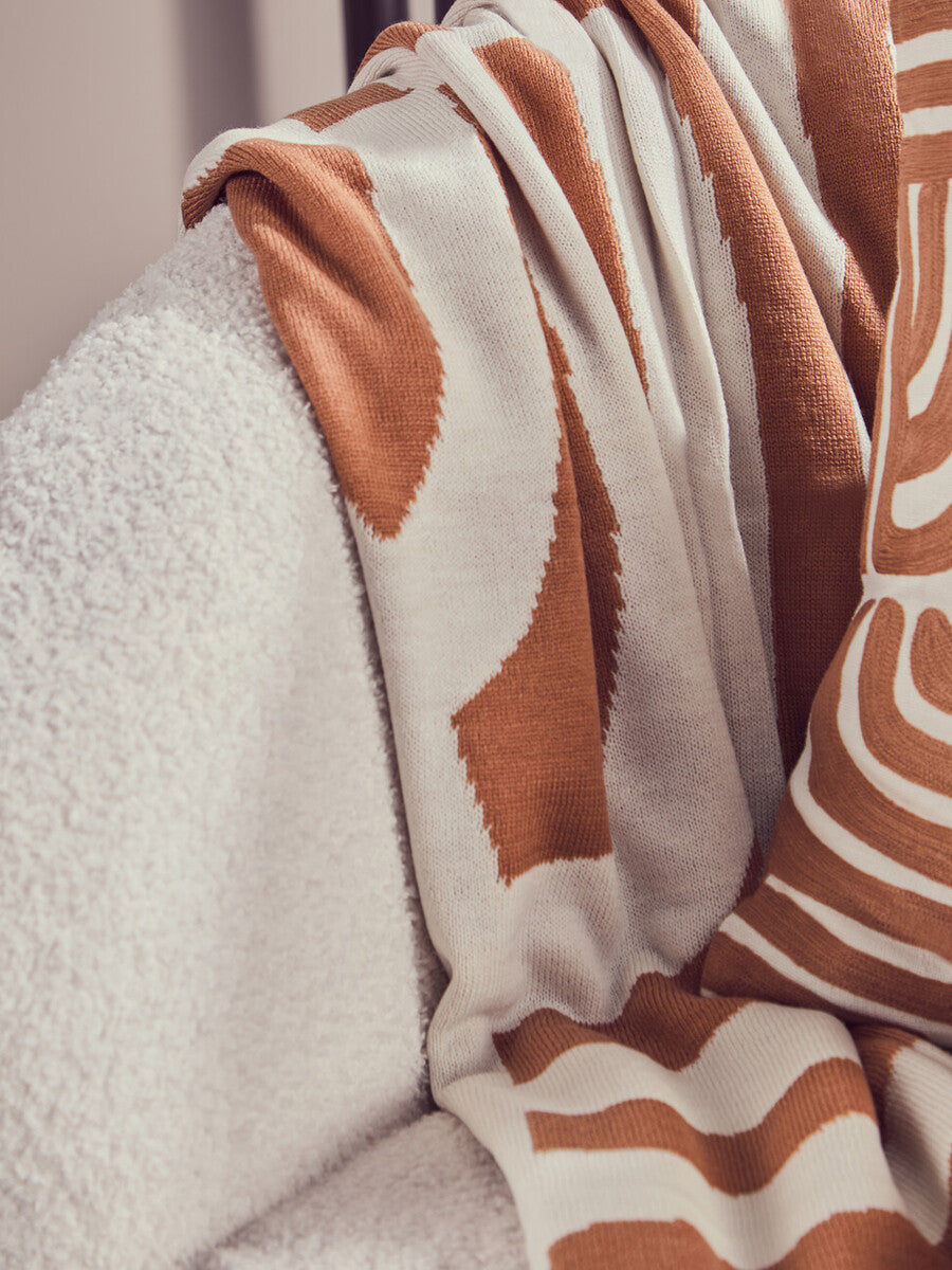 Natural and Terracotta Throw