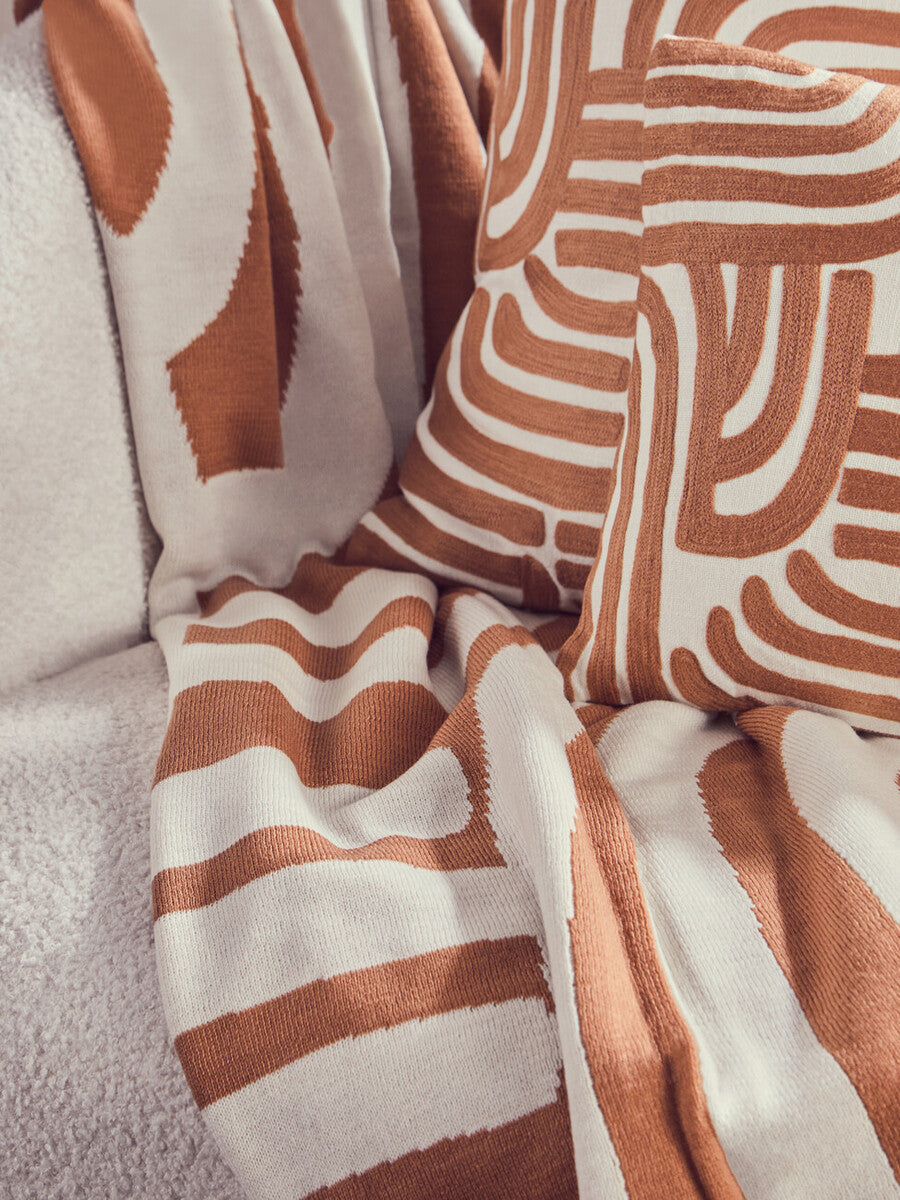 Natural and Terracotta Throw