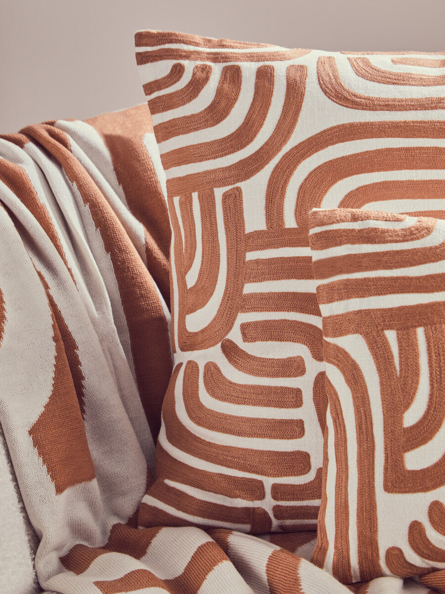 Natural and Terracotta Throw