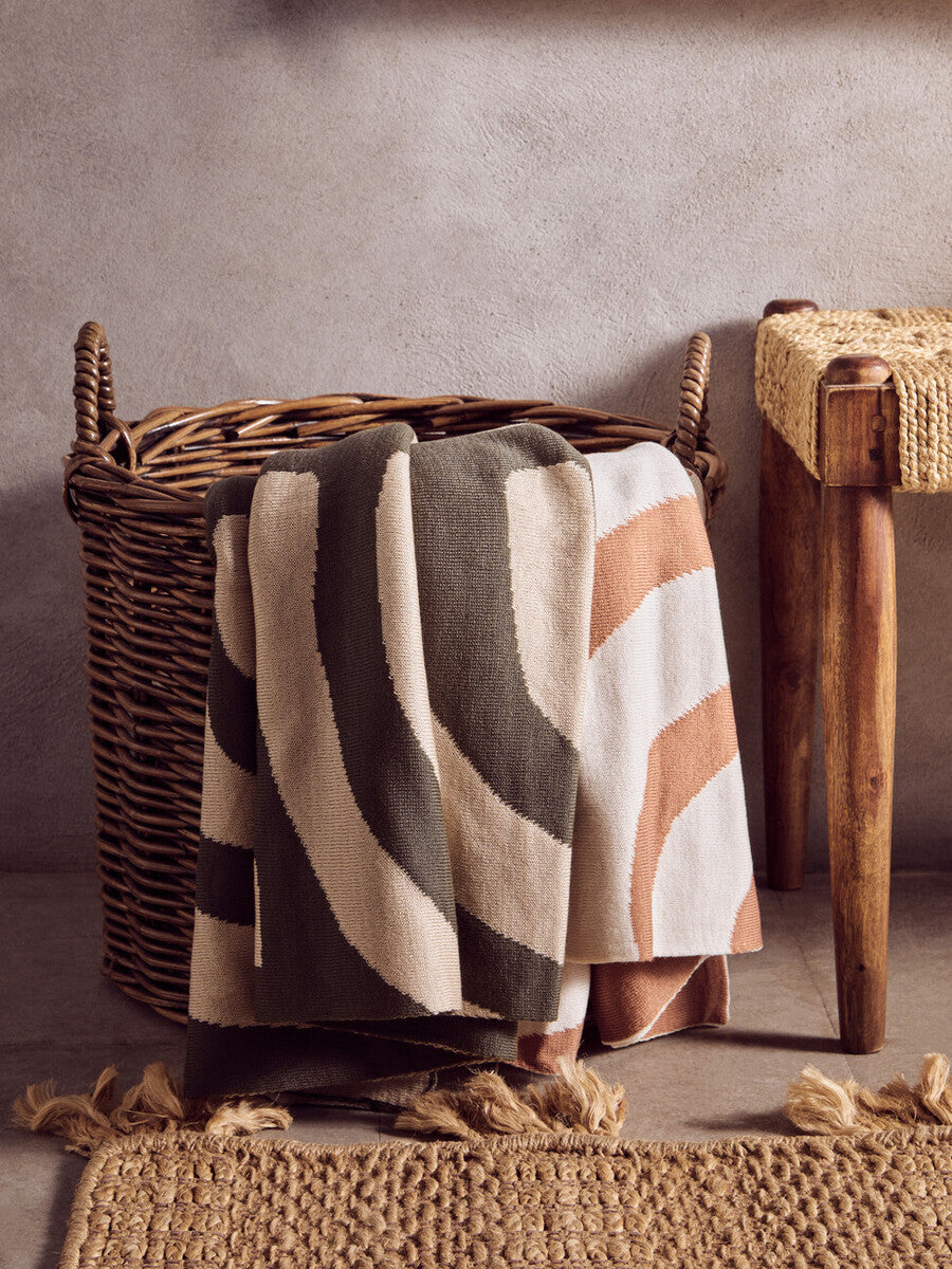 Natural and Terracotta Throw