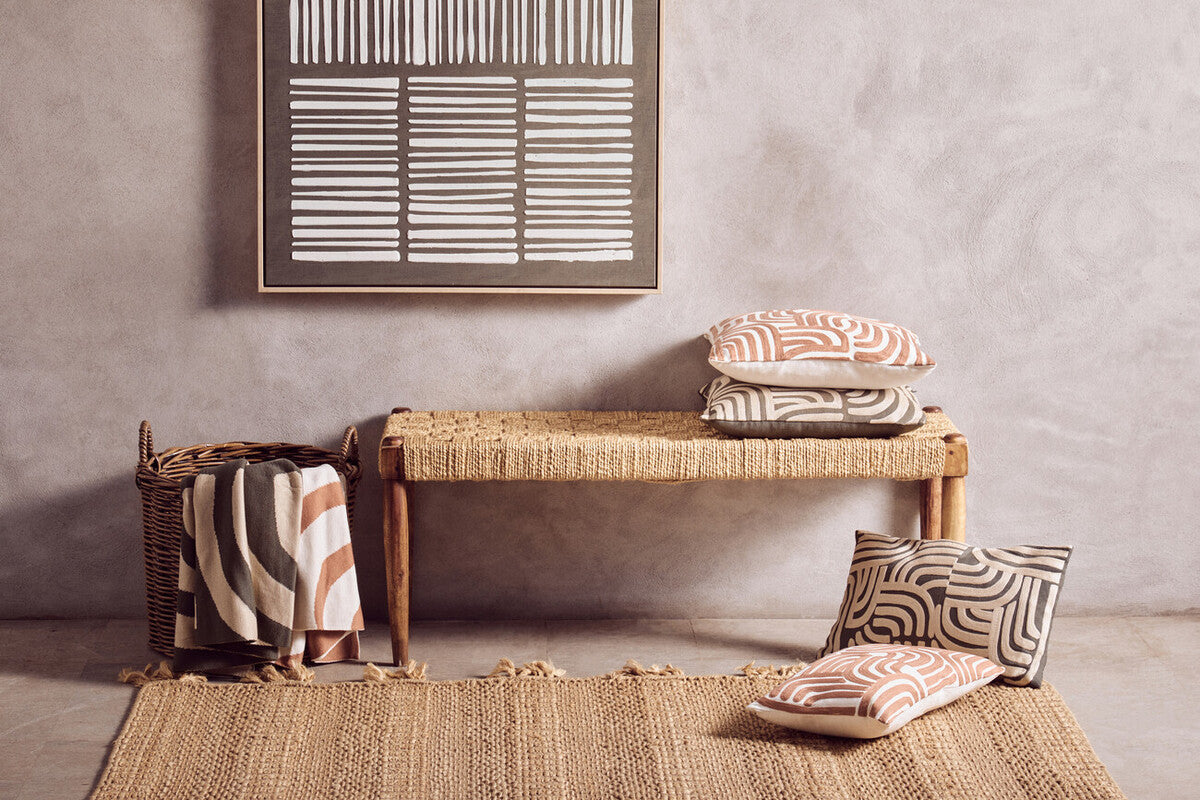 Natural and Green Throw