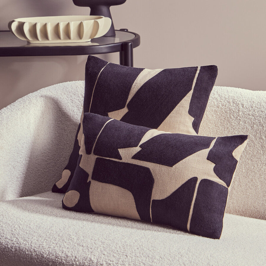 Black and Natural Square Cushion