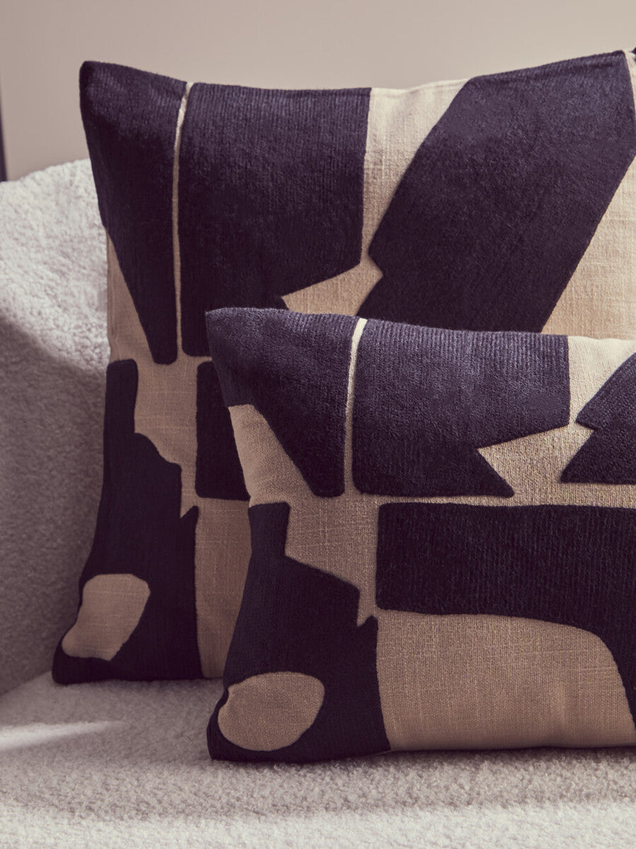 Black and Natural Square Cushion